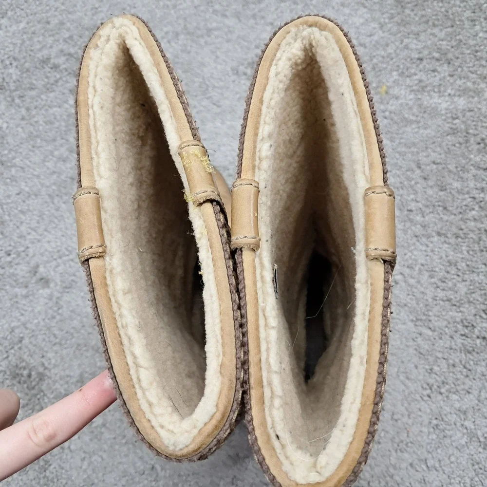 UGG Sunburst Tall 5133 Sand Tan Leather Sheepskin Shearling Boots Womens 9‎